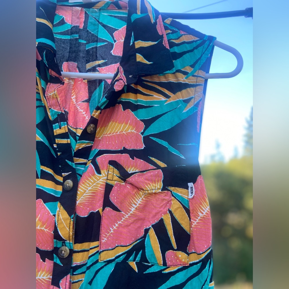 Vans Hawaiian Print Collared Button-up Dress - Picture 4 of 5
